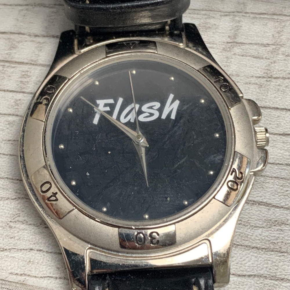 Tomax USA Flash Watch Black Dial Japan Movt Black Leather Strap 4936